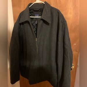 XXL Grey WOOL ZIP UP - Gap MENS JACKET - warm with quilted lining